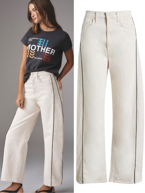 MOTHER Denim - MOTHER SUPERIOR Jeans Half Piped Ankle Act Natural Cream Black Piping Size 26